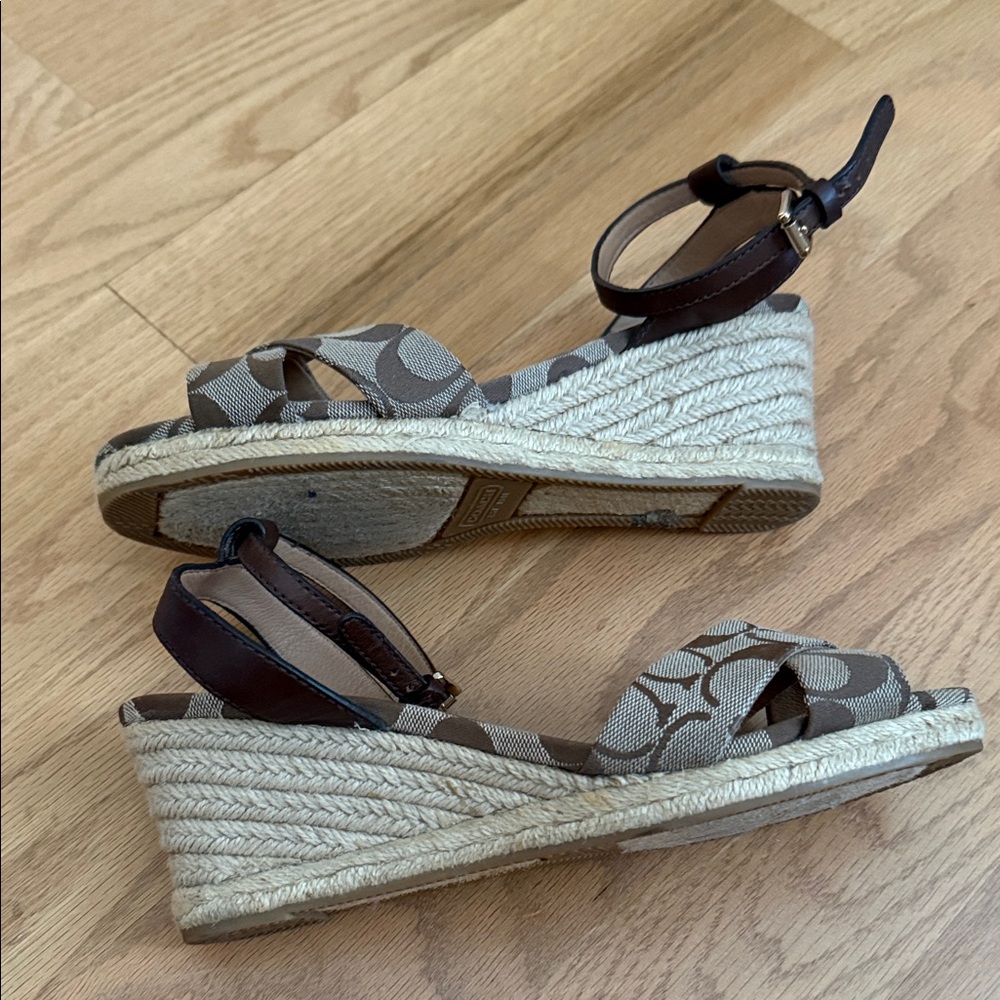 Coach Henley Signature Canvas Platform Wedge Sandals in Brown - Picture 2 of 5